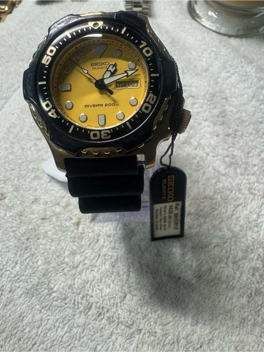 Seiko Yellow Dial Diver's Watch with Black Bezel
